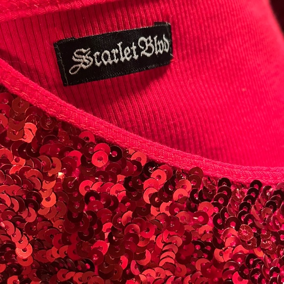 NWT -RED SEQUINS FRONT, SZ-L SLEEVELESS CAMISOLE by SCARLET BLVD - Picture 5 of 11
